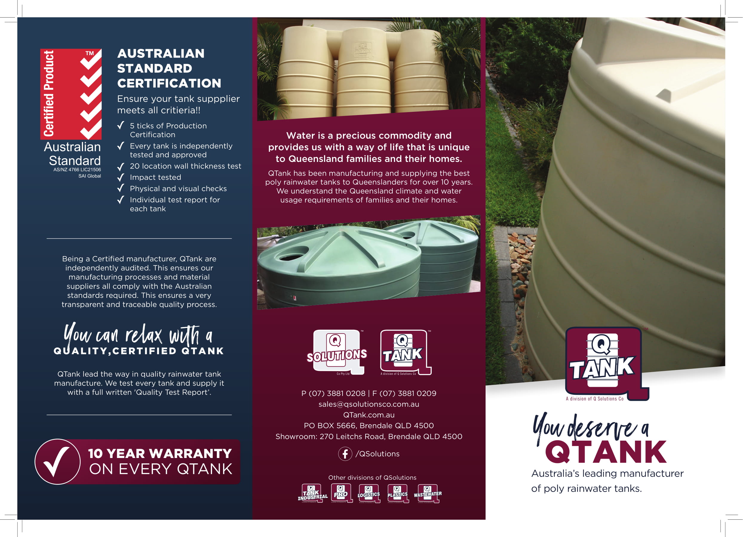 Tank Brochure, Qtank, Qtank Installation, Australian Standard Certification